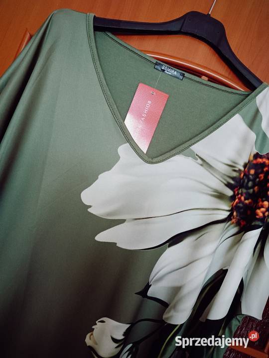 Tunika khaki z krótkim rękawem Bluzki i koszule śląskie Cieszyn sprzedam