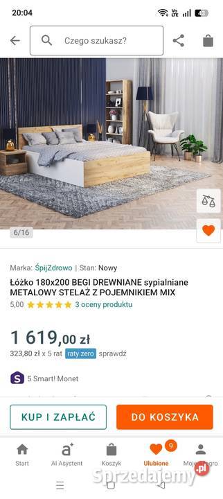 Łóżko drewniane 180x200 Żnin