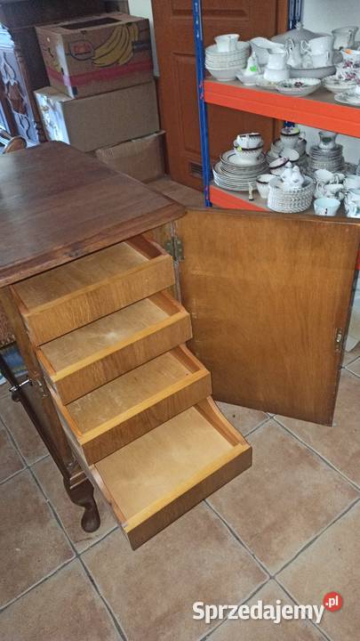 Biurko dębowe dwustronne z pólką i 4 szufladzami