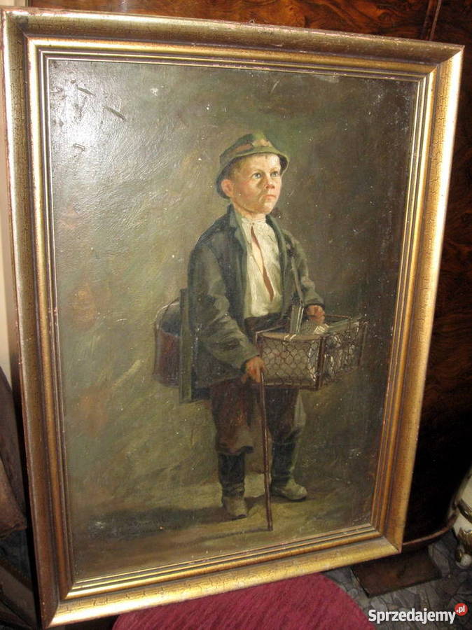 W Barański Przedwojenny obraz Sprzedawca 1908 r Malarstwo wielkopolskie Poznań