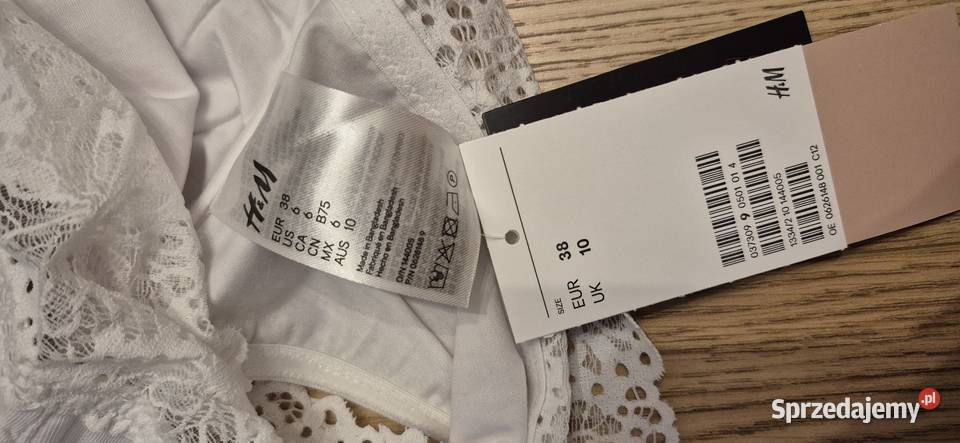 Biały biustonosz Bandeau HM koronka 38 mazowieckie