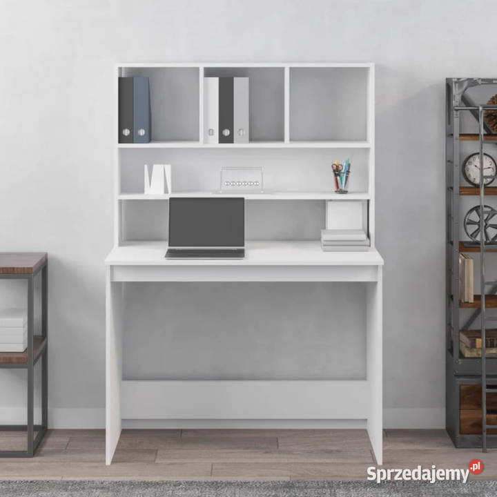 Biurko z półkami białe 102x45x148 materiał mazowieckie Warszawa