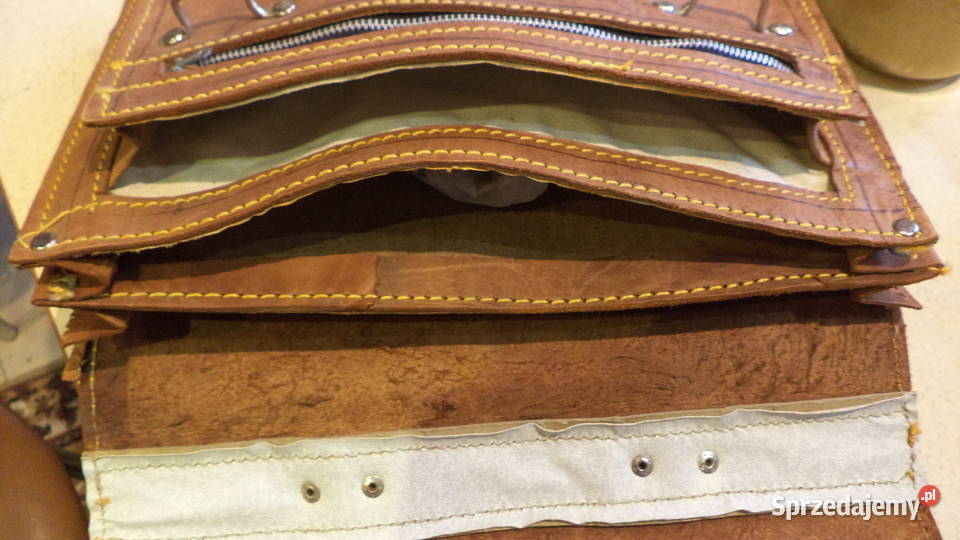 Torba aktówka vintage skórzana z prl 31x22