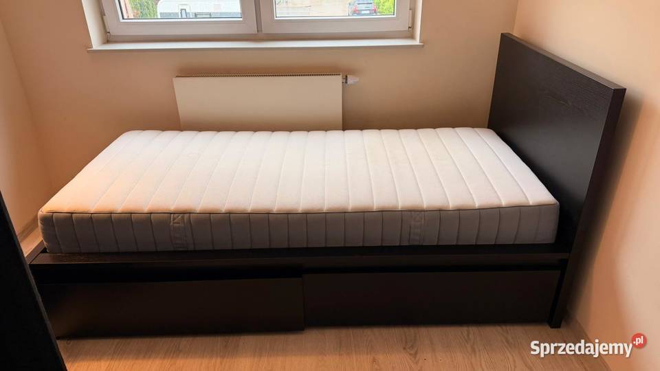 Łóżko MALM czarne ikea rama 2 pojemniki stelaż Wrocław