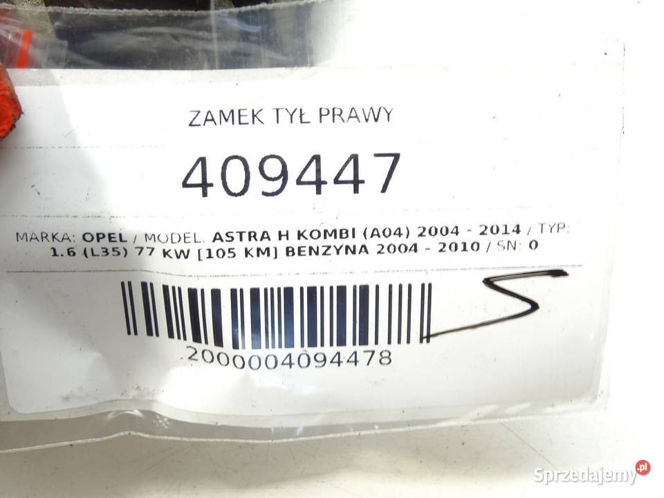 ZAMEK TYŁ PRAWY OPEL ASTRA H Kombi 13128116 0414 podkarpackie