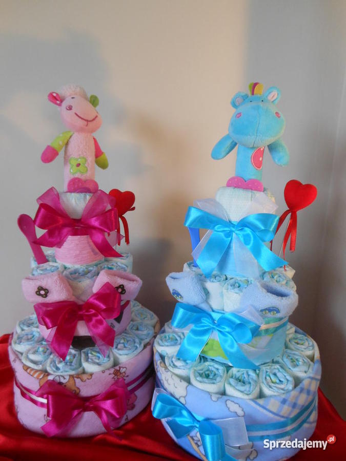 Tort z pampersów chrzest urodziny baby shower