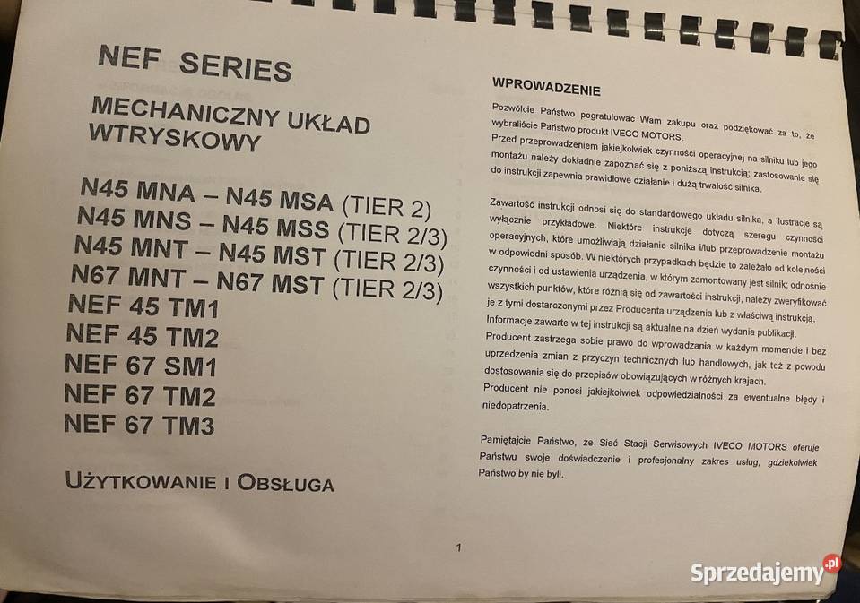 Instrukcja obsługi mechaniczny układ wytryskowy Biczyce Górne