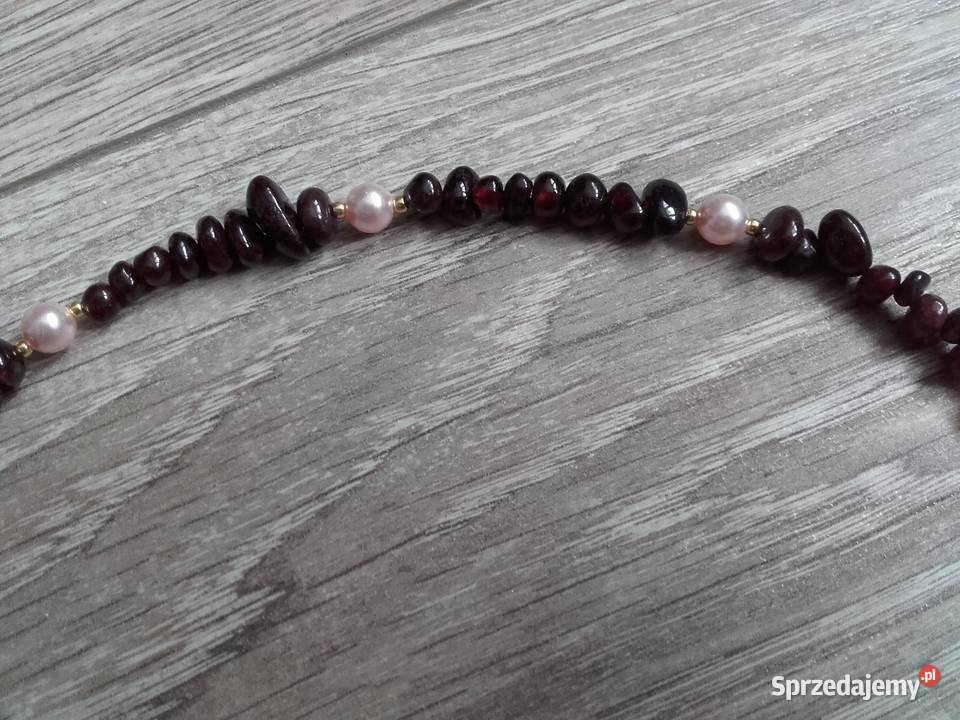 Naszyjnik granat perły swarovski Warszawa sprzedam