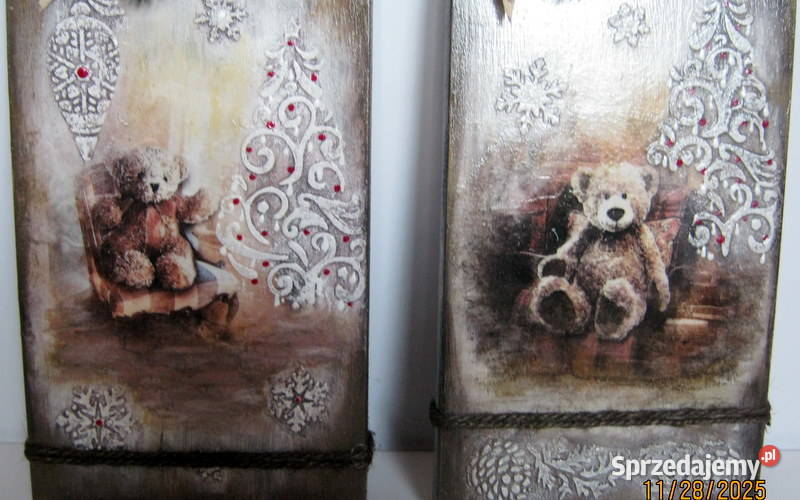 Deska świąteczna Misie rękodzieło Kraków