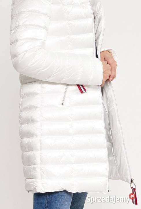 EKSKLUZYWNY płaszcz pikowany damski biały ozdoby Bez wzoru podlaskie Łapy