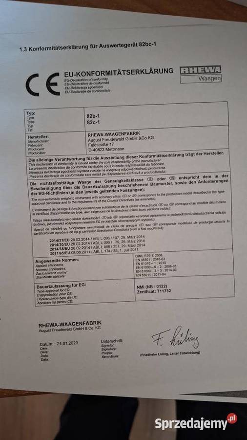 82C1 Miernik wagowy RHEWA LCDOIML świętokrzyskie Połaniec