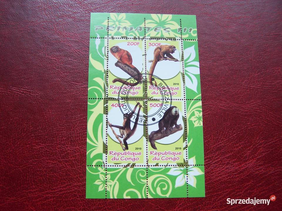 Kongo 2010 CTO Fauna Małpy Antyki, Sztuka, Kolekcje śląskie Tychy