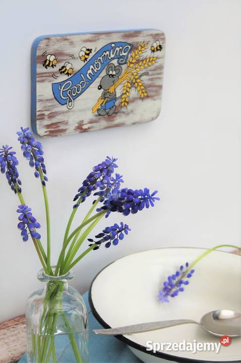 Good Morning ręcznie malowana zawieszka drewno Lublin