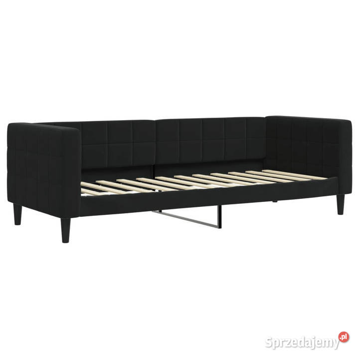 Sofa rozsuwana z materacami czarna aksamit
