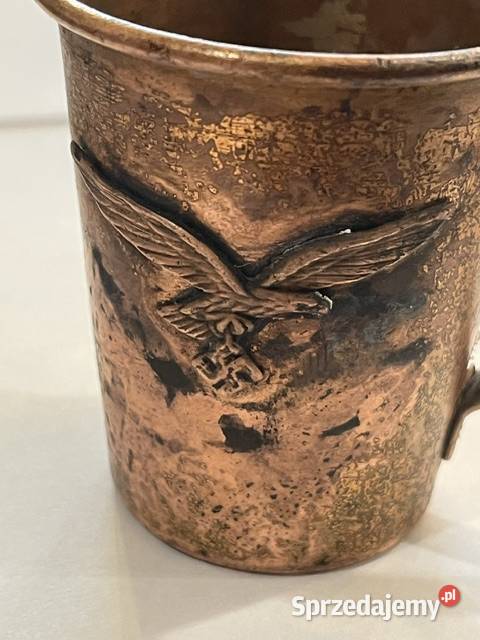 Niemiecki miedziany kubek z kantyny Luftwaffe z Antyki, Sztuka, Kolekcje Kraków