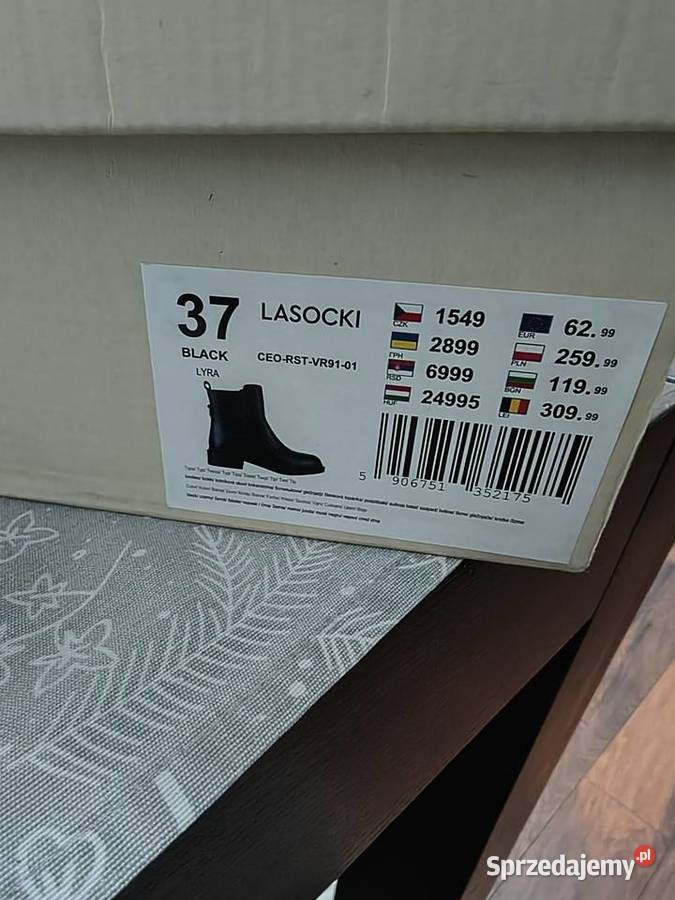 Botki sztyblety Lasocki nowe rozmiar 37 czarne Wieluń sprzedam