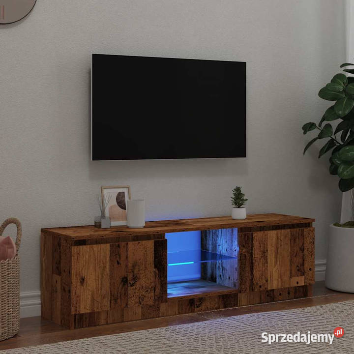 Szafka pod TV z oświetleniem LED stare drewno Warszawa sprzedam