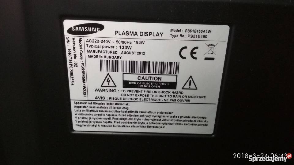 Płyta główna do telewizora 51E450A1W plazma Części i akcesoria Łódź