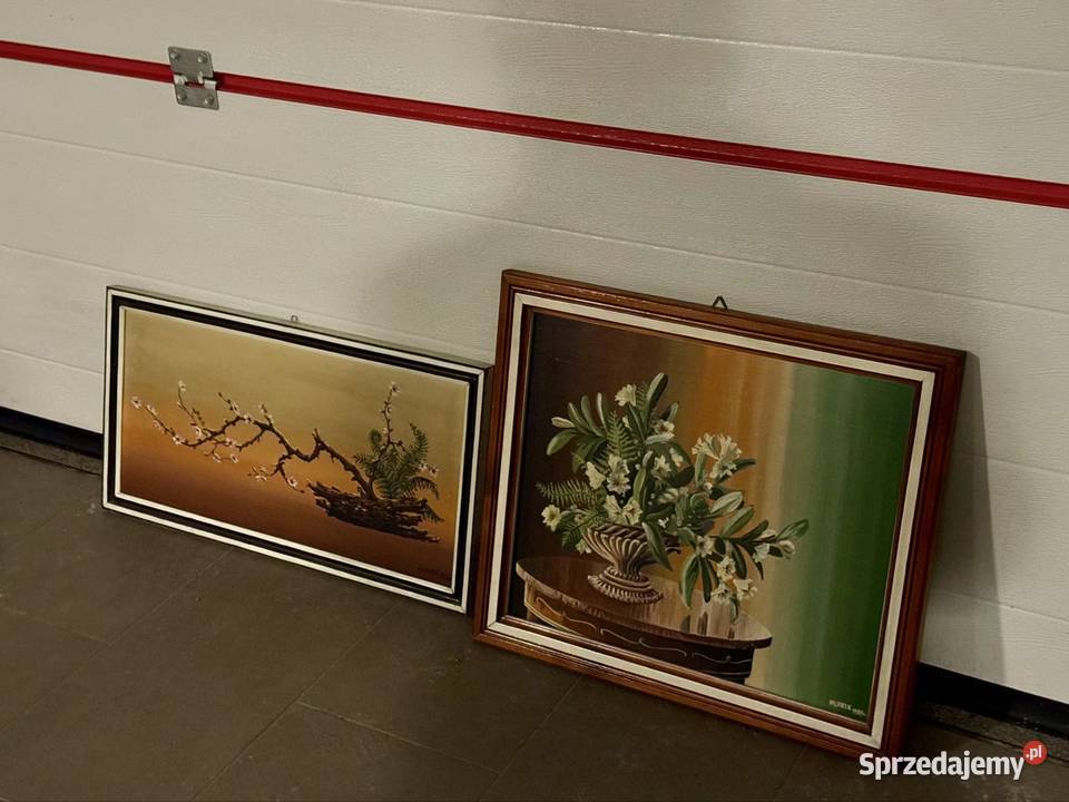 Dwa obrazy Pilarek lata 80 olej martwa natura w Obrazki i obrazy dolnośląskie