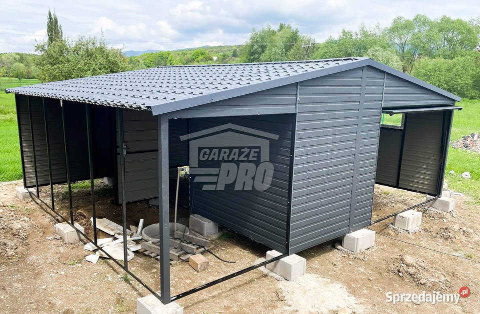 Garaż blaszany 5x6 wiata antracyt brama drzwi Bydgoszcz