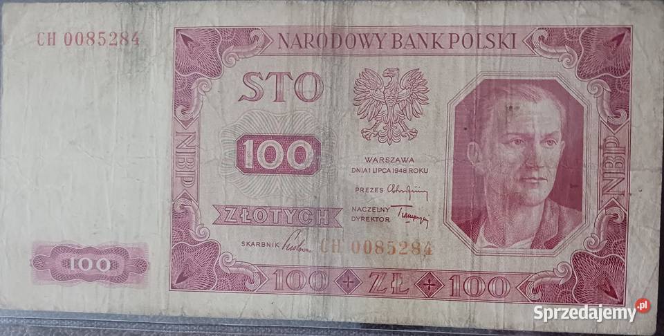 100 złotych Robotnik 1VII1948 r seria CH Konin