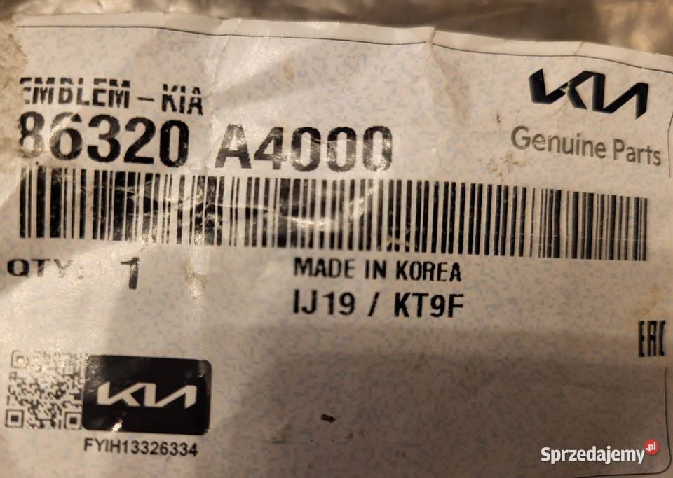 Kia Sportage logoZnaczek emblemat Oryginał Gliwice