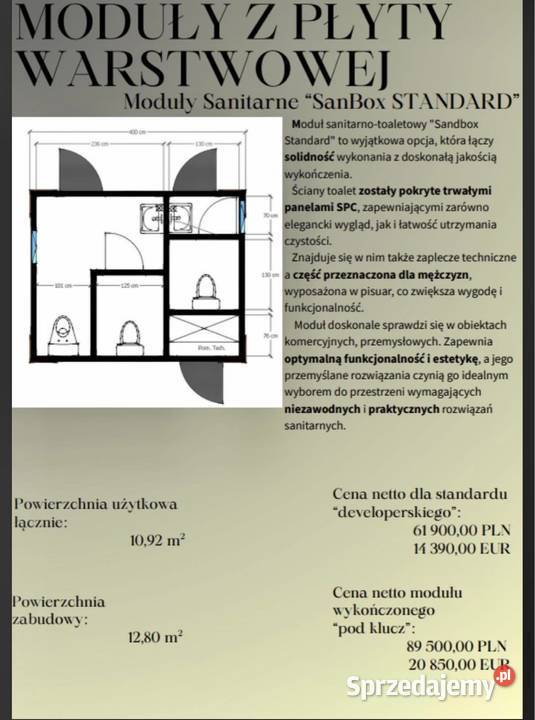 Na sprzedaż dom modułowy sanitarny mazowieckie Płock