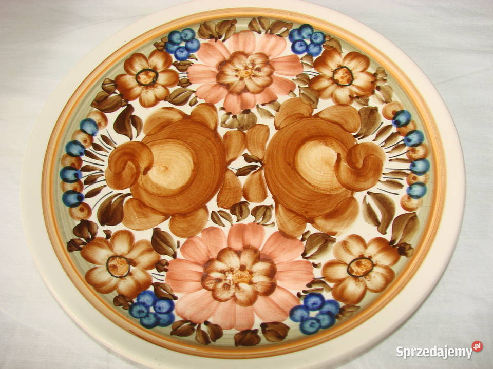 Koło fajansowy talerz dekoracyjny PRL Pruszcz Gdański