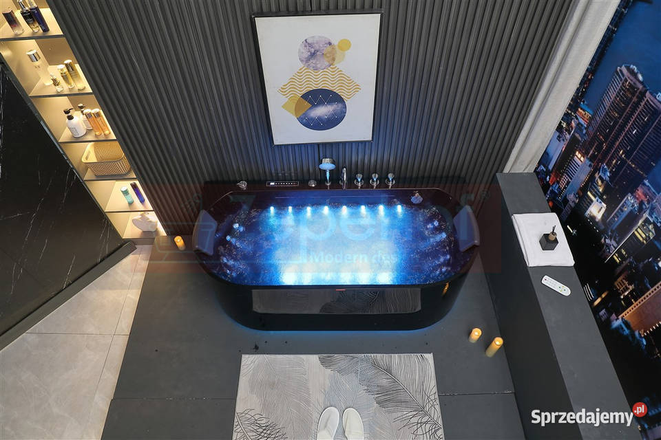 Czarna Wanna z hydromasażem EBC802 prostokątna podlaskie Grabówka