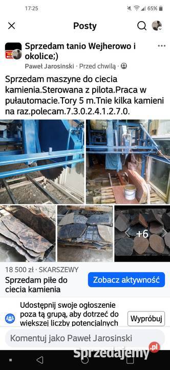 Piła do ciecia kamienia Liniewko Kościerskie