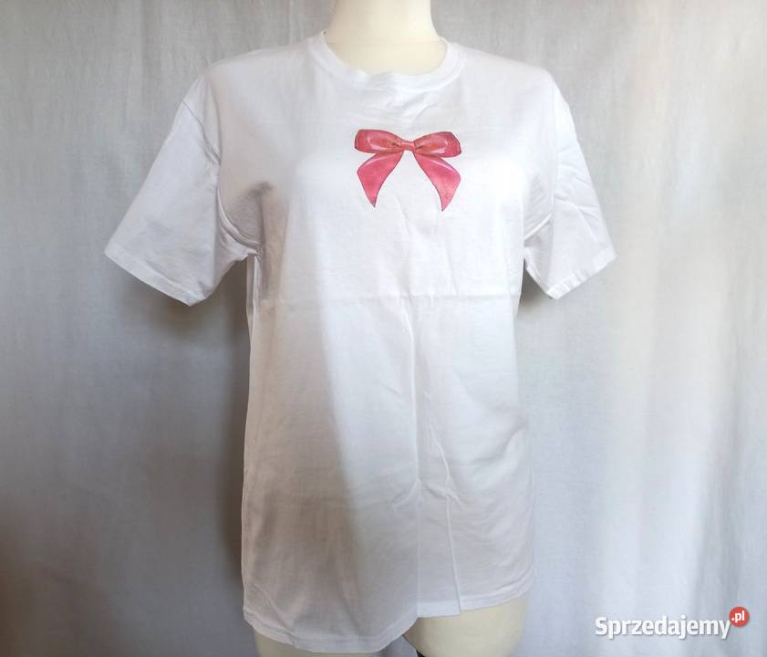 Tshirt biały Damski różowy Kokardka r 38 NOWY Topy i koszulki Białystok