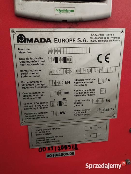 Prasa krawędziowa AMADA HFB1254 Gdynia sprzedam