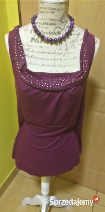 Fioletowa letnia bluzka koszulka bez rękawów