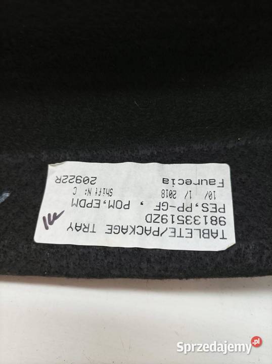 PÓŁKA TYLNA 98133519ZD Citroen C3 III 20162024 Rok produkcji 2018 sprzedam