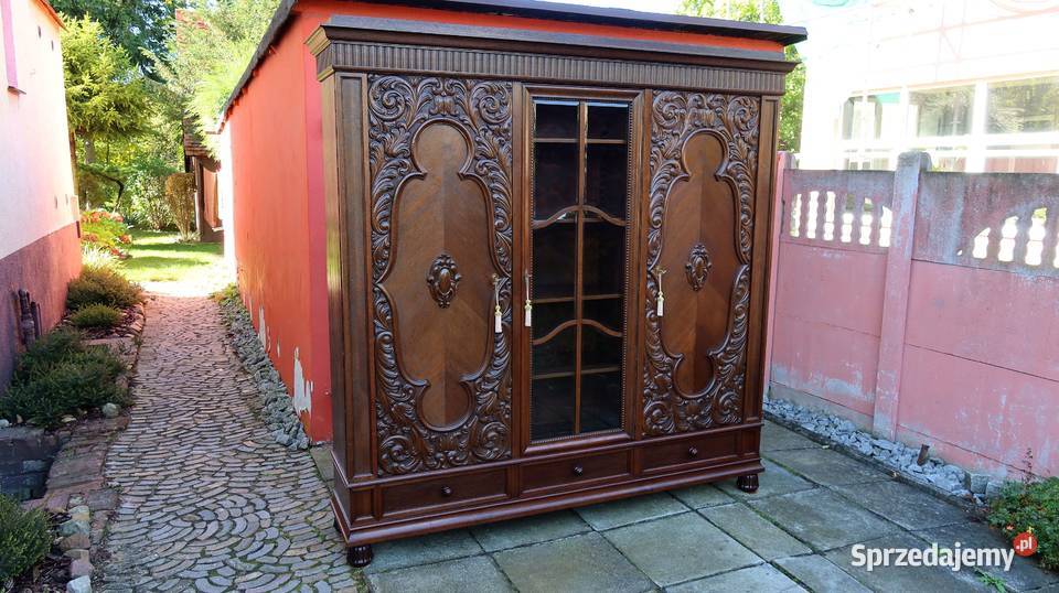 Unikatowa Neobarokowa Dębowa Biblioteka 1920 r Ziębice