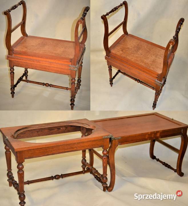 Bidet stołek z odkładaną pokrywą orzechowy lata mazowieckie Warszawa