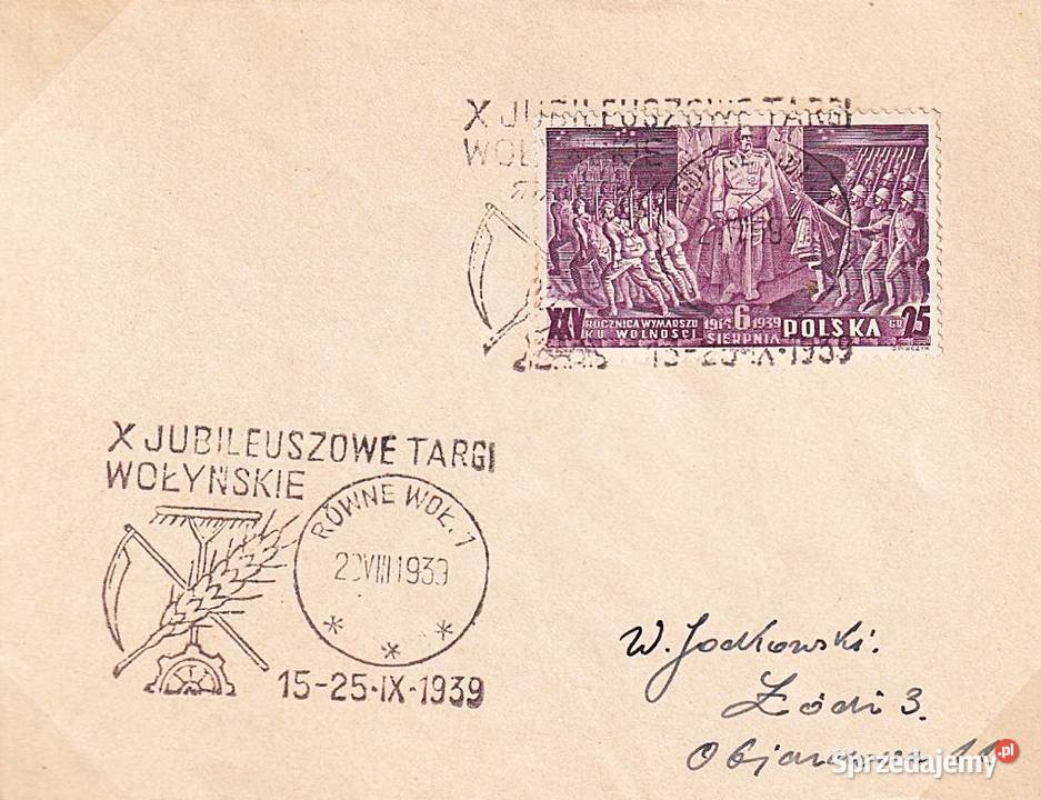 POLSKA 1939Fi335RZADKA koperta z rzadkim Człuchów sprzedam