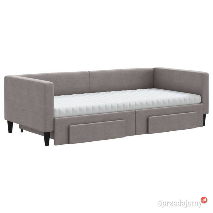 Sofa rozsuwana z szufladami taupe tkanina 90x200