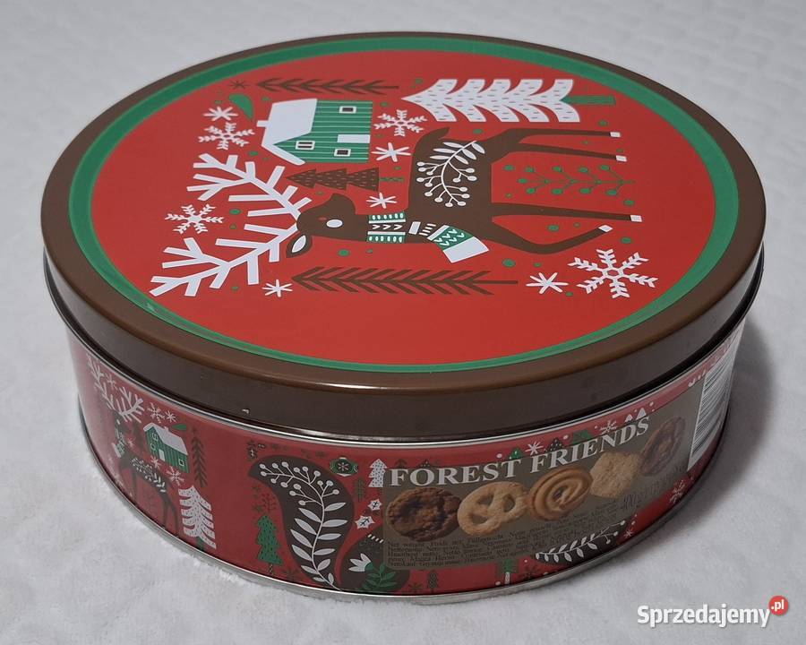 Pojemnik metalowy z pokrywką okrągły renifer śląskie Czeladź