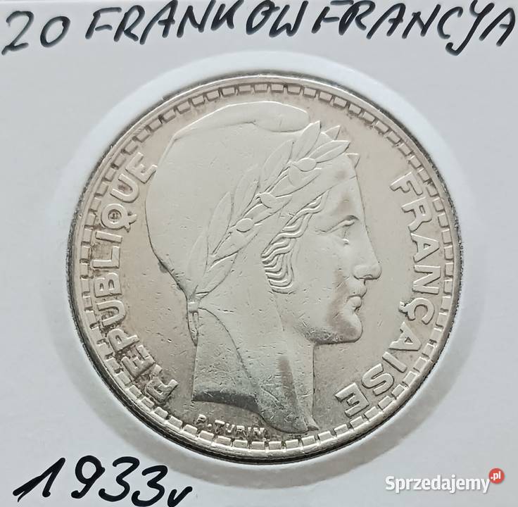 20 Franków Francja 1933 r Super stan Konin sprzedam