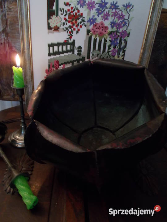 Piękna Stara Donica Osłonka Rękodzieło Metal Szczecin