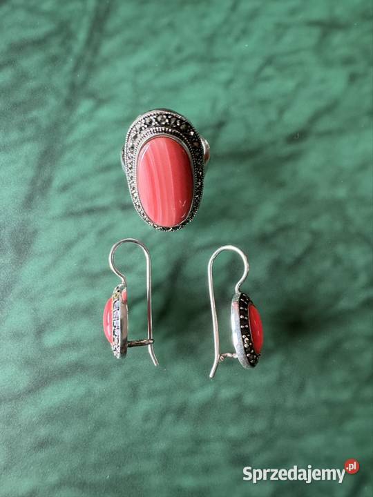 Biżuteria damska komplet kolczyki pierścionek srebro śląskie Częstochowa