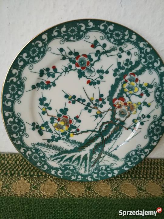 Talerzyki deserowe Chiński wzór zieleń Porcelana i szkło sprzedam