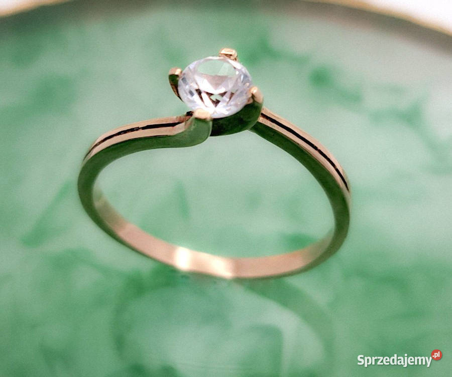 Pierścionek r15 Złoty pr585 classic z jednym Poznań