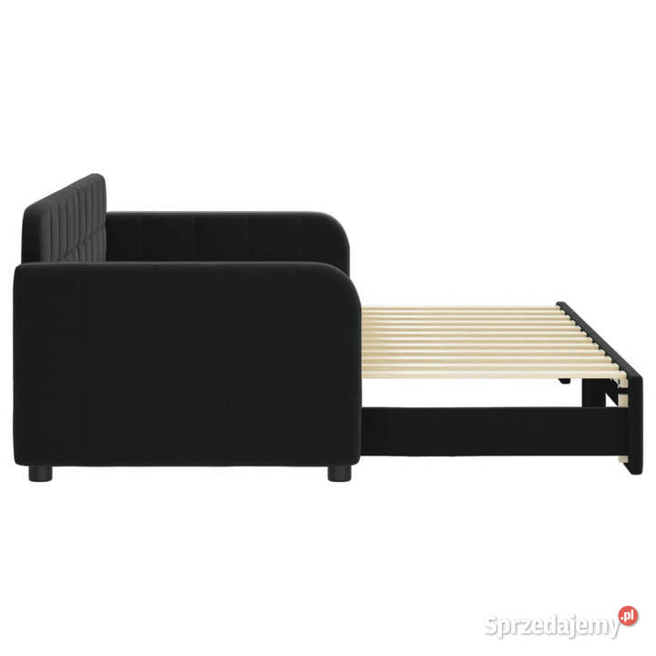 Sofa rozsuwana czarna aksamit 80x200 WM3196926 Warszawa