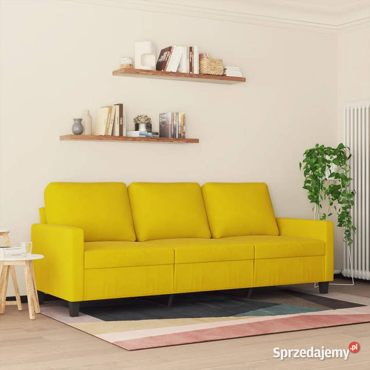 Sofa 3osobowa żółty 180 tapicerowana aksamitem mazowieckie Warszawa sprzedam
