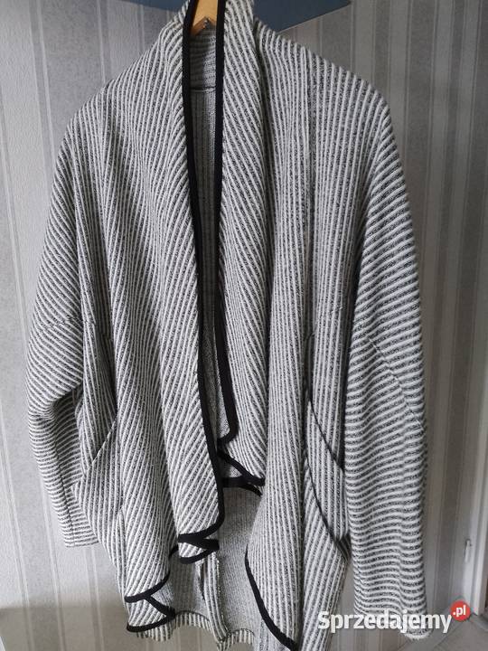 Sweter narzutka kardigan szary/srebrny