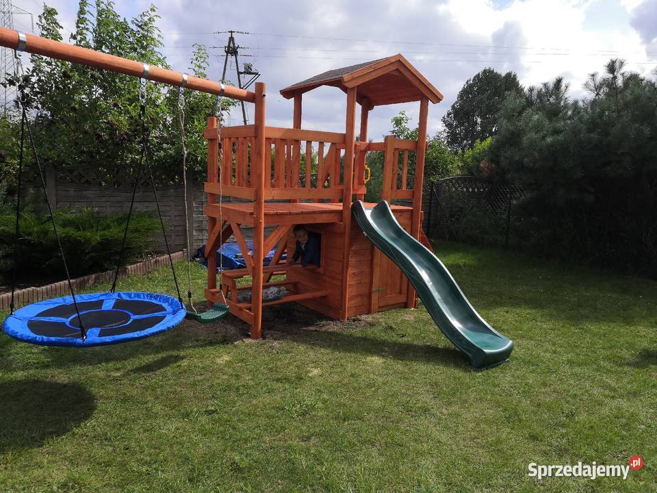 Domek plac zabaw huśtawka piaskownia ścianka Kawnice