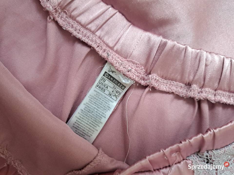 Pudroworóżowa piżamka satynowa z koronką rozmiar