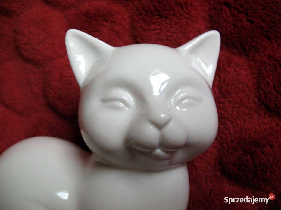 Kot biały kotek Figurka średnia porcelana 12 x 9 Siedlce